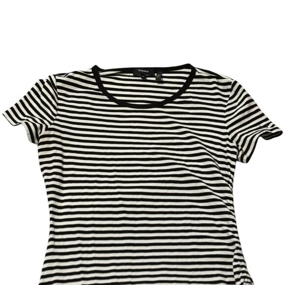Theory Striped Short Sleeve Dress - Medium - Grey & White - Casual - Picture 4 of 16